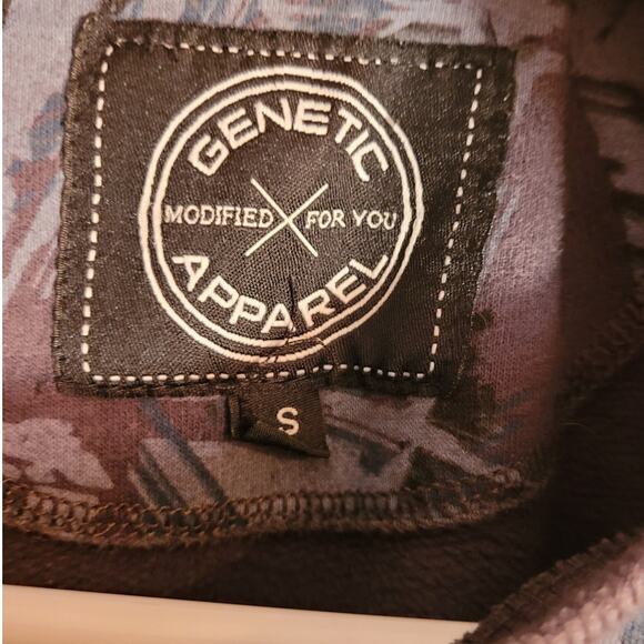 GENETIC APPAREL Mens Blue Graphic Sweatshirt Sz. Small Brushed Print Skater - Picture 4 of 7